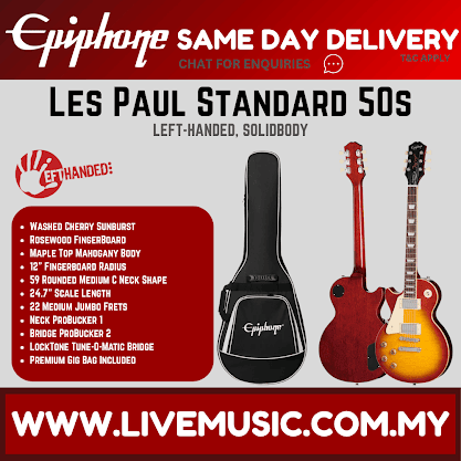 Epiphone Les Paul Standard 50s Figured Left-handed Electric Guitar - Washed Cherry Sunburst