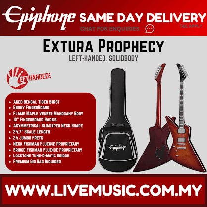 Epiphone Extura Prophecy Left-handed Electric Guitar with Premium Gig Bag - Aged Bengal Tiger Burst
