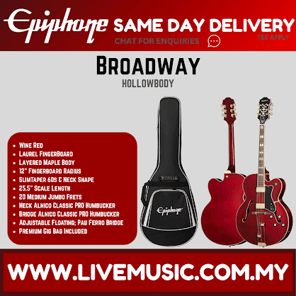 Epiphone Broadway Hollowbody Electric Guitar - Wine Red