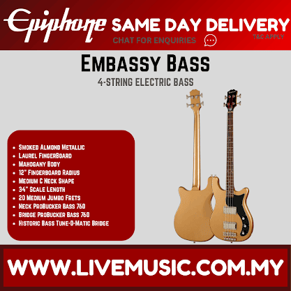 Epiphone Embassy Bass Guitar - Smoked Almond Metallic