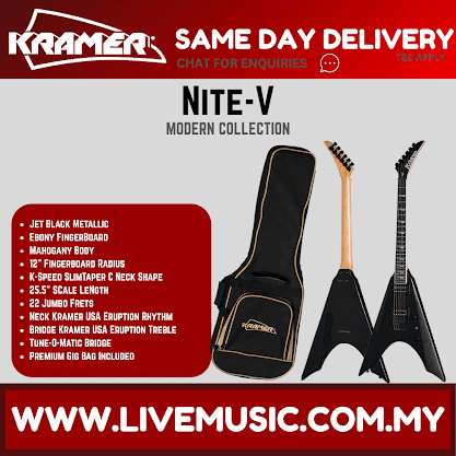 Kramer Nite-V Electric Guitar - Jet Black Metallic