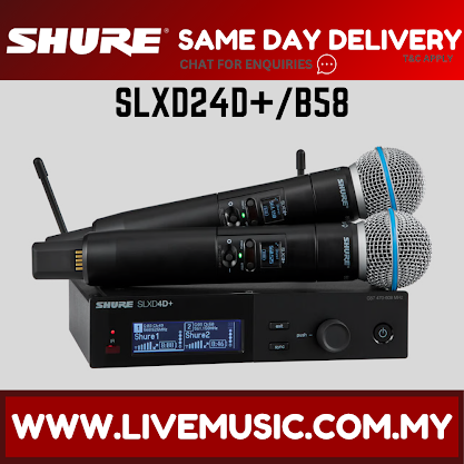 Shure SLXD24D+/B58 Dual Wireless System with 2 SLXD2+/B58 Handheld Transmitters