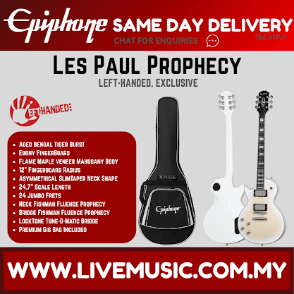 Epiphone Les Paul Prophecy Left-handed Electric Guitar with Premium Gig Bag - Aged White Tiger