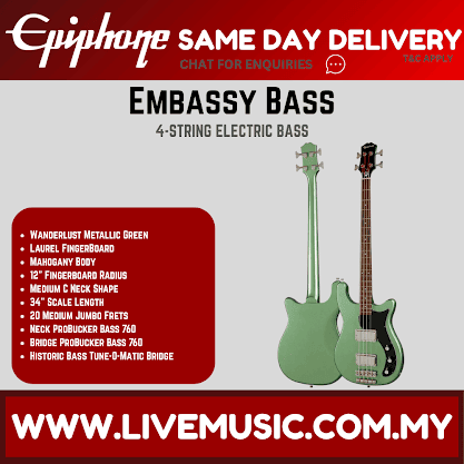 Epiphone Embassy Bass Guitar - Wanderlust Metallic Green