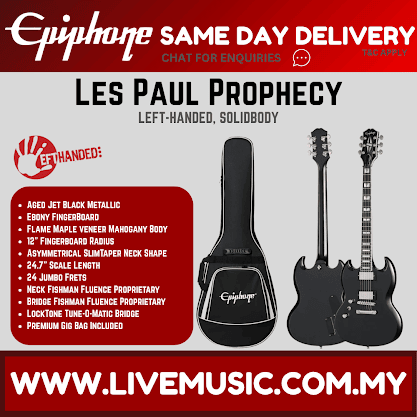 Epiphone SG Prophecy Left-handed Electric Guitar with Premium Gig Bag - Aged Jet Black