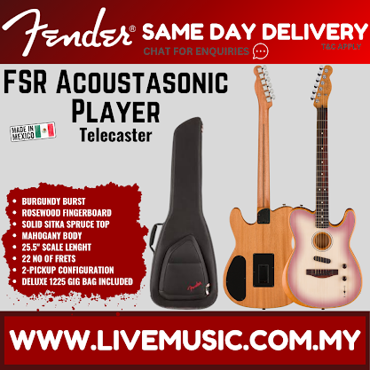 Fender Acoustasonic Player Telecaster Electric Guitar, RW FB, Burgundy Burst