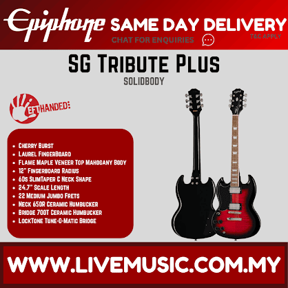 Epiphone SG Tribute Plus Left-handed Electric Guitar - Cherry Burst