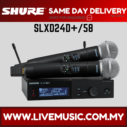 Shure SLXD24D+/SM58 Dual Wireless System with 2 SLXD2+/58 Handheld Transmitters