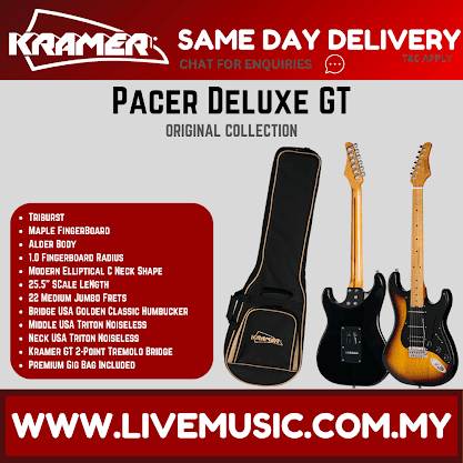 Kramer Pacer Deluxe GT  Electric Guitar with Premium Gig Bag - Triburst