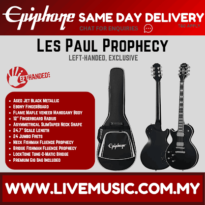 Epiphone Les Paul Prophecy Left-handed Electric Guitar with Premium Gig Bag - Aged Jet Black