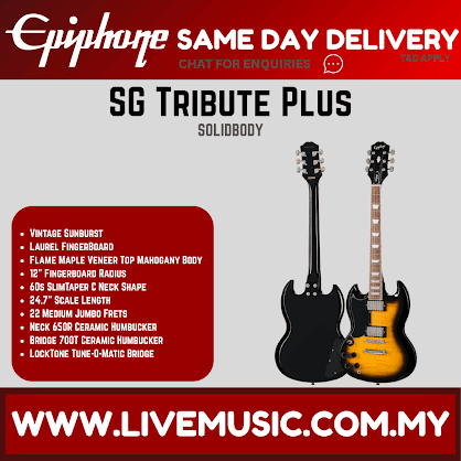 Epiphone SG Tribute Plus Left-handed Electric Guitar - Vintage Sunburst
