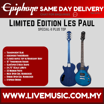 Epiphone Ltd Ed Les Paul Special-II Plus Top Best Beginner Electric Guitar - Transparent Blue