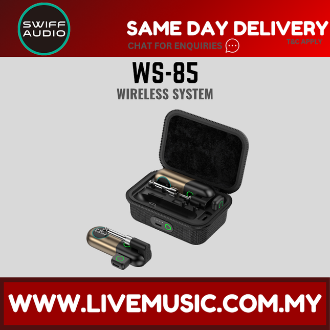 Swiff Audio WS-85 3 in 1 Wireless Guitar System with OTG, In Ear Monitor and Charging Case (WS85)