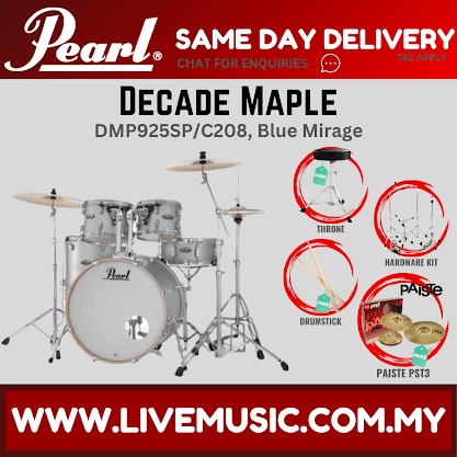 Pearl Decade Maple 5-Piece Drum Set with Hardware, Drumstick and Throne - 22 Inch Bass Drum - Blue Mirage