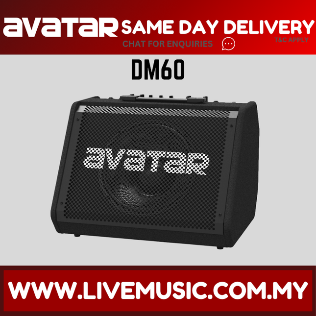 Avatar DM60 personal monitor amplifier, black front grille with logo and DM60 mark