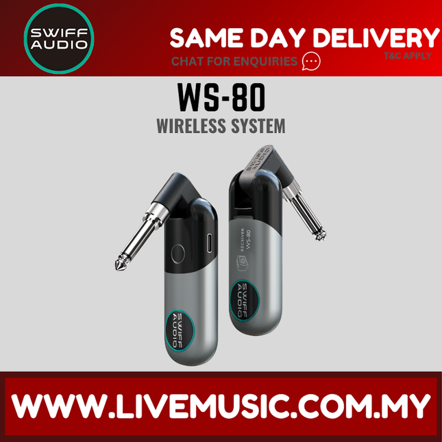 Swiff Audio WS-80 Rechargeable UHF Digital Guitar Wireless System (WS80)