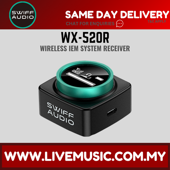 Swiff Audio WX-520R Stereo Mic In Ear Wireless Monitor Earphone System for Headphone and IEM (WX520R)