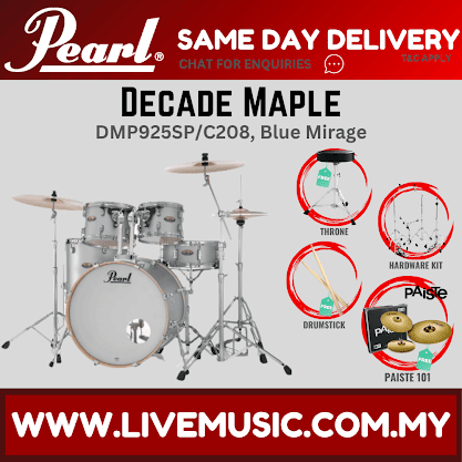 Pearl Decade Maple 5-Piece Drum Set with Hardware, Drumstick and Throne - 22 Inch Bass Drum - Blue Mirage
