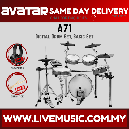 Avatar A71 9-Piece Mesh Kit Electric Drum Set (5pcs Drum Pad, 3pcs Cymbal Pad) with Drum Throne ( A-71 )