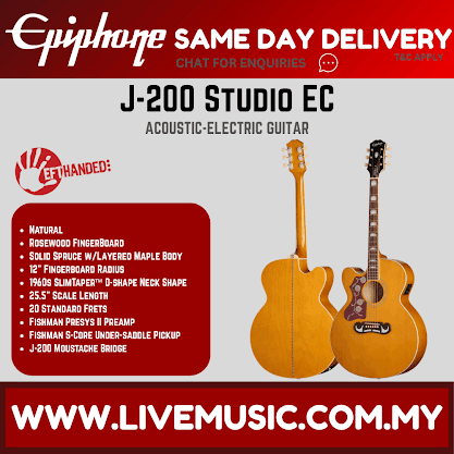 Epiphone J-200 Studio EC Left-handed Acoustic-electric Guitar - Antique Natural