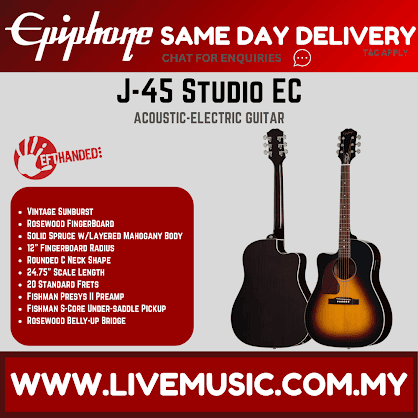 Epiphone J-45 Studio EC Left-handed Acoustic-electric Guitar - Vintage Sunburst ( J45 )