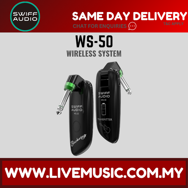 Swiff Audio WS-50 Blacking UHF Digital Guitar Wireless System (WS50)
