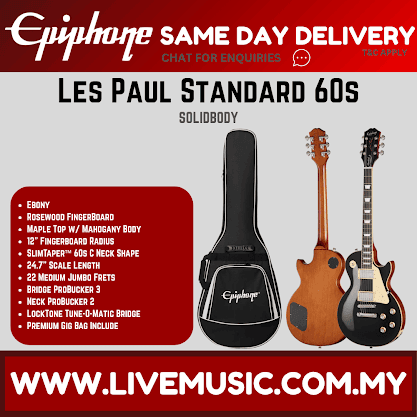 Epiphone Les Paul Standard '60s Electric Guitar with Premium Gigbag - Ebony