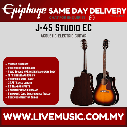Epiphone J-45 Studio EC Acoustic-electric Guitar - Vintage Sunburst