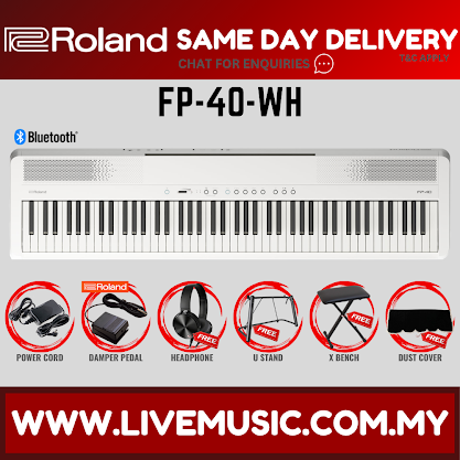 Roland FP-40 88-key Digital Piano w/ Headphone and Adapter - White ( FP40 FP-40 ES120 ES-120 ) Replace FP-30X  FP30X