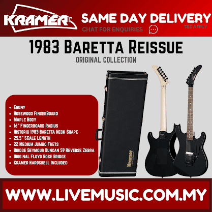 Kramer 1983 Baretta Reissue Electric Guitar, Case Included - Ebony [Made in Japan]