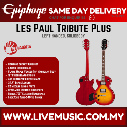 Epiphone Les Paul Tribute Plus Left-handed Electric Guitar - Heritage Cherry Sunburst