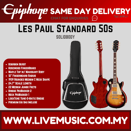 Epiphone Les Paul Standard '50s Electric Guitar with Premium Gigbag - Bourbon Burst