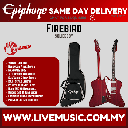 Epiphone Firebird Left-handed Electric Guitar - Wine Red