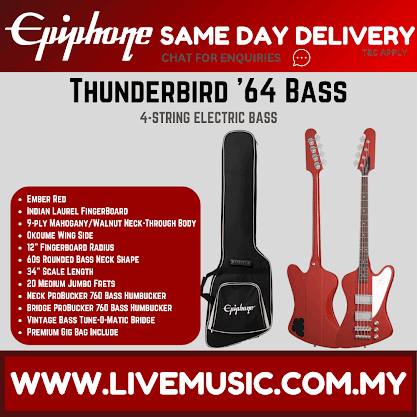 Epiphone Thunderbird '64 Bass Guitar - Ember Red
