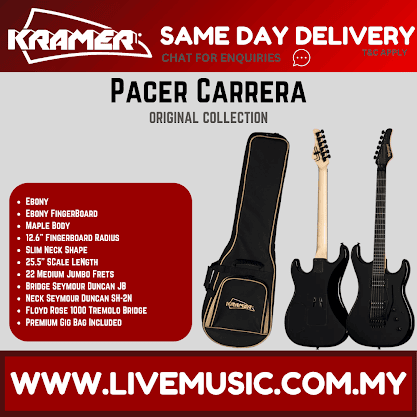 Kramer Pacer Carrera Electric Guitar with Premium Bag - Ebony