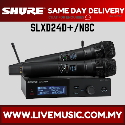 Shure SLXD24D+/N8C Dual Wireless System with Nexadyne 8/C Handheld Transmitters