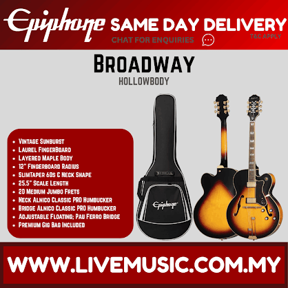 Epiphone Broadway Hollowbody Electric Guitar - Vintage Sunburst