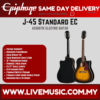 Epiphone Inspired by Gibson J-45 Standard EC Acoustic-electric Guitar - Vintage Sunburst