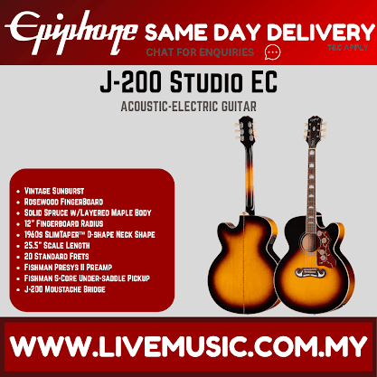 Epiphone J-200 Studio EC  Acoustic-electric Guitar - Vintage Sunburst