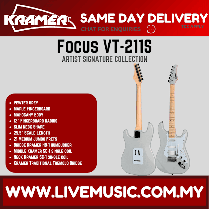 Kramer Focus VT-211S Electric Guitar - Pewter Grey