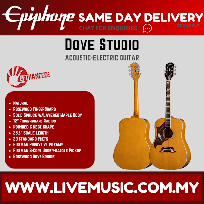 Epiphone Dove Studio Left-handed Acoustic-electric Guitar - Natural