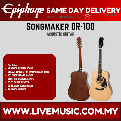 Epiphone DR-100 Dreadnought Acoustic Guitar - Natural (DR100)