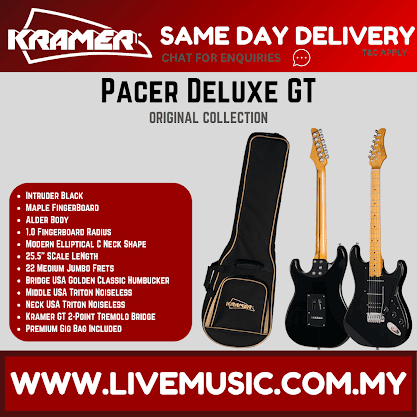 Kramer Pacer Deluxe GT  Electric Guitar with Premium Gig Bag - Intruder Black
