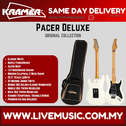 Kramer Pacer Deluxe  Electric Guitar with Premium Gig Bag - Classic White