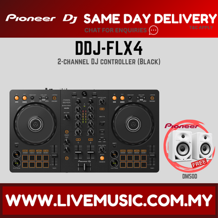 Pioneer DJ DDJ-FLX4 2-deck Rekordbox and Serato DJ Controller With Case - Black ( DDJ FLX4 / DDJFLX4 )
