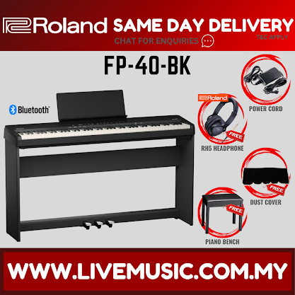 Roland FP-40 88-key Digital Piano w/ Headphone and Adapter - Black ( FP40 FP-40 ES120 ES-120 ) Replace FP-30X  FP30X