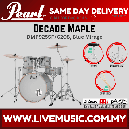 Pearl Decade Maple 5-Piece Drum Set with Hardware, Drumstick and Throne - 22 Inch Bass Drum - Blue Mirage