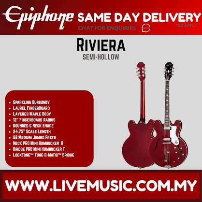 Epiphone Riviera Semi-Hollowbody Electric Guitar - Sparkling Burgundy