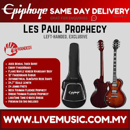 Epiphone Les Paul Prophecy Left-handed Electric Guitar with Premium Gig Bag - Aged Bengal Tiger