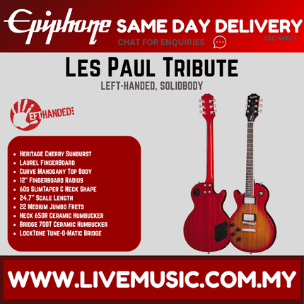 Epiphone Les Paul Tribute Left-handed Electric Guitar - Heritage Cherry Sunburst